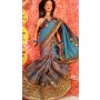 Барби индианка в сари цвета морской волны с украшениями.